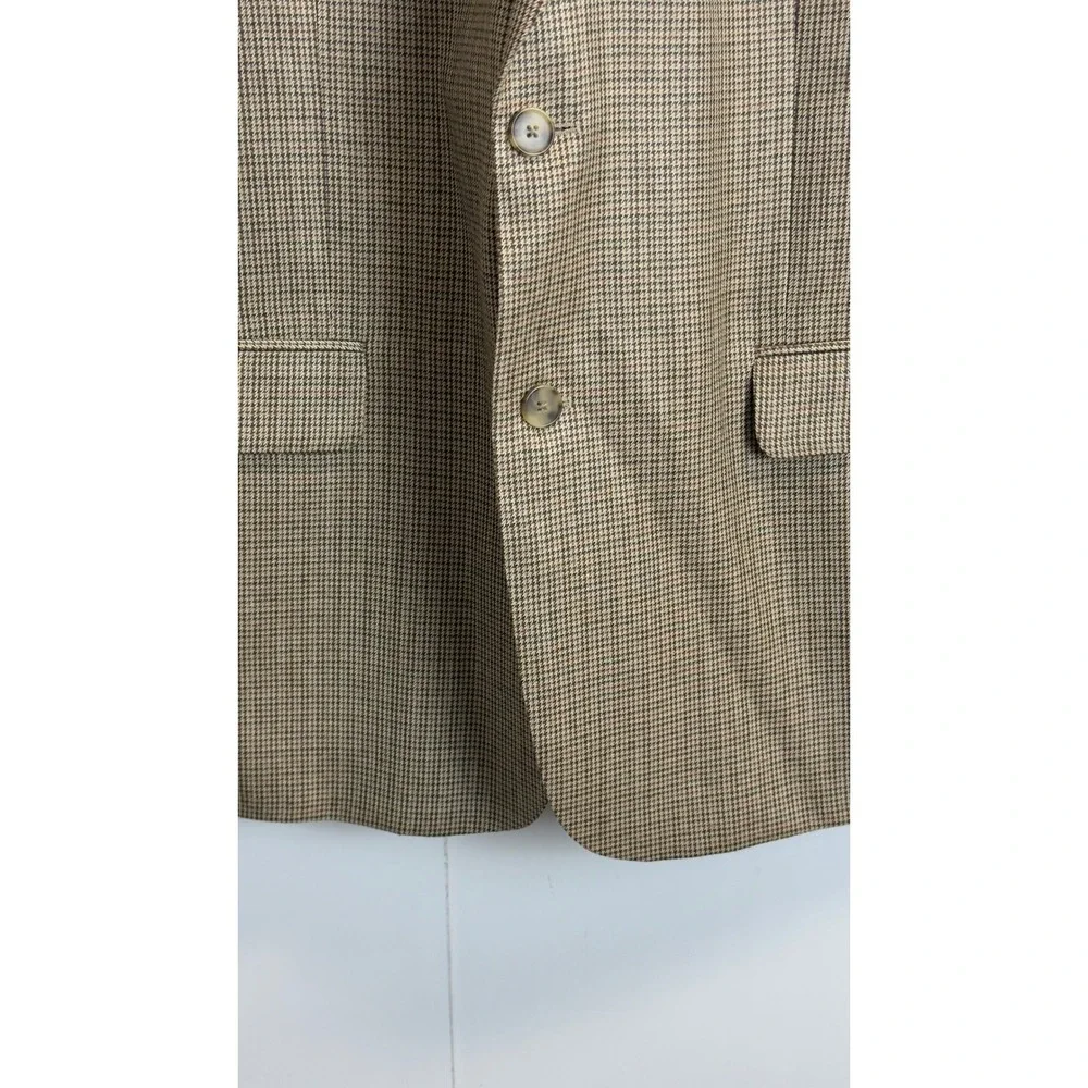 Austin Reed Mens 42R Tan Silk Houndstooth Two Button Blazer Sport Coat Jacket‎
